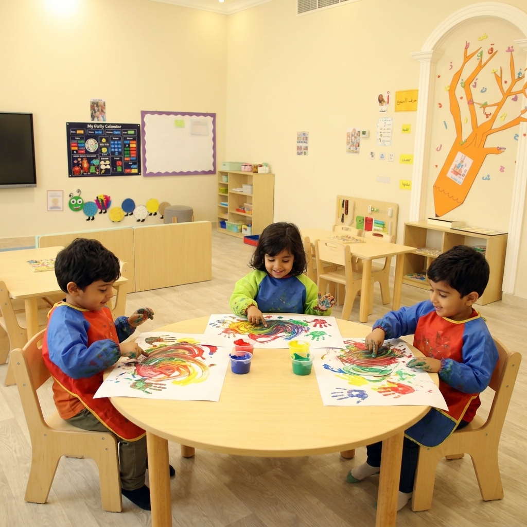 Toddlers creating artwork